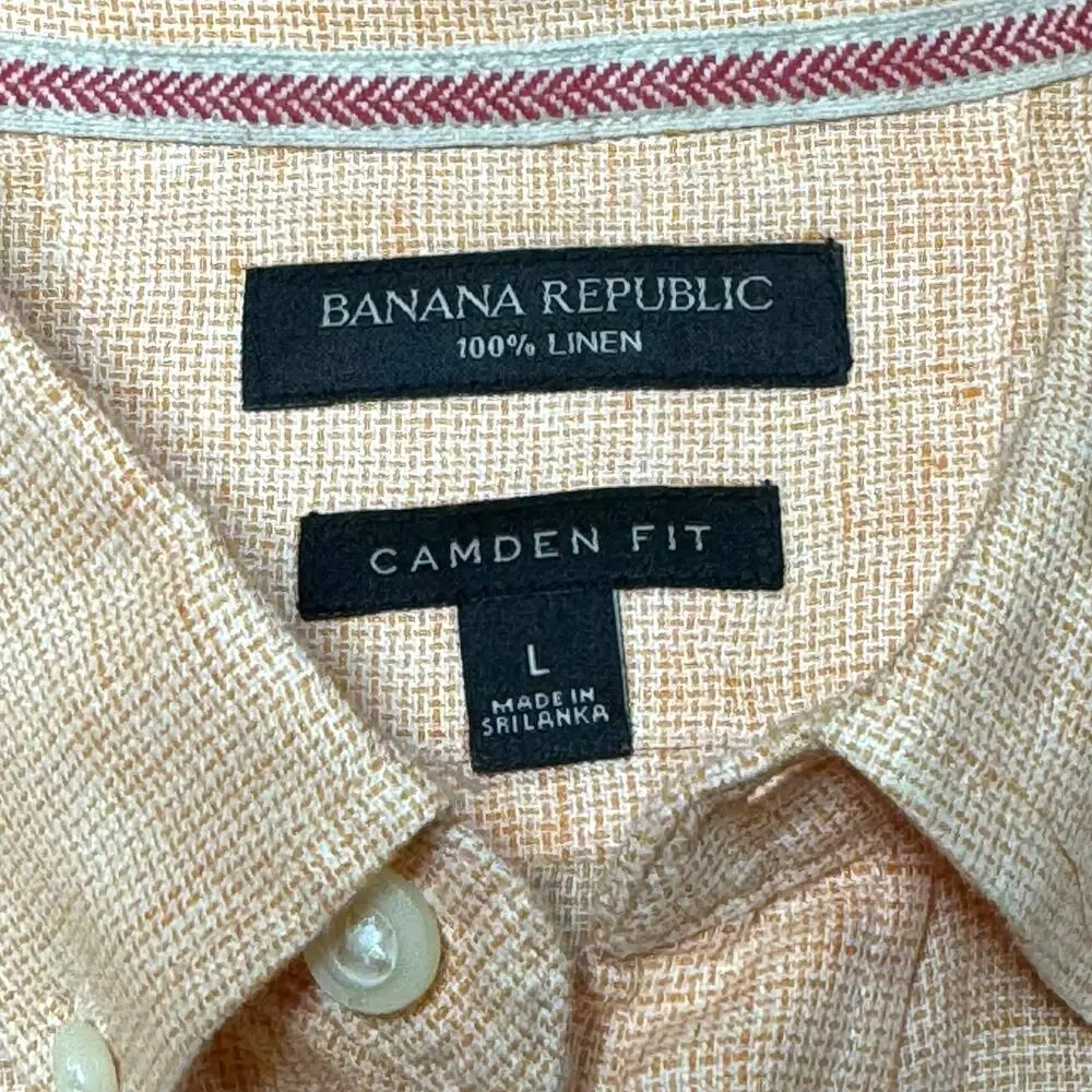 Banana Republic Camden Fit 100% Linen Shirt Orange Large